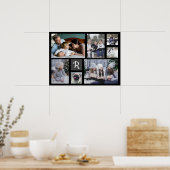 Poster Collage de photos familiales Monogramme 7 images N (Cuisine)