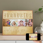 Poster Collage de photos - Les petits-enfants font la vie<br><div class="desc">Créez votre propre collage photo pour vos grands-parents. Cette affiche de style rustique et vintage, neutre et crème ancienne, ravira tous les grands-parents et les grands-parents qui aiment prendre des photos de leurs petits-enfants. Le texte dit : "petits-enfants font la vie grandiose" et encadre votre bande photo. Le modèle est...</div>