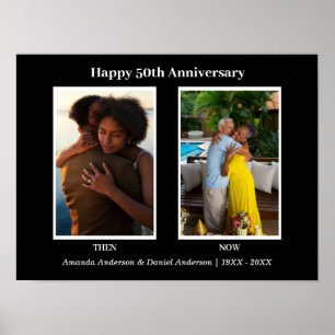 Poster Collage de photos noir et blanc pour anniversaire