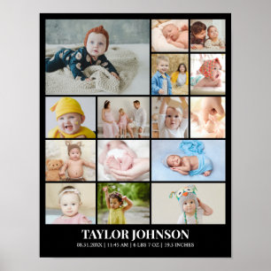 Poster Collage de photos personnalisé 15 images grille 11