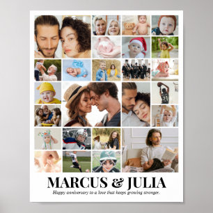 Poster Collage de photos personnalisé 25 photos 8x10 16x2
