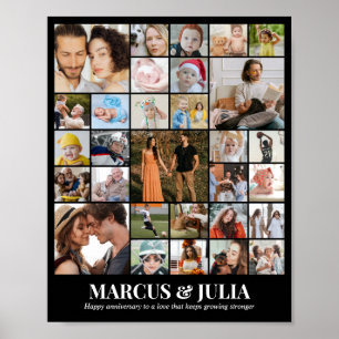 Poster Collage de photos personnalisé 30 photos 8x10 16x2