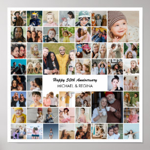 Poster Collage de photos personnalisé 50 photos 50e anniv