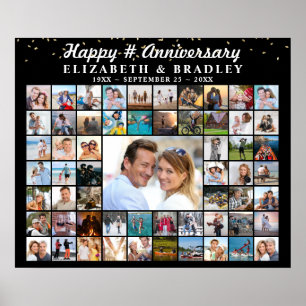 Poster Collage de photos personnalisé Confettis Anniversa