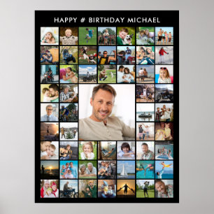 Poster Collage de photos personnalisé pour 55 ans, tous â