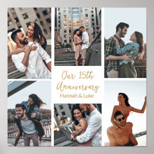 Poster Collage de photos personnalisées romantiques Fête 