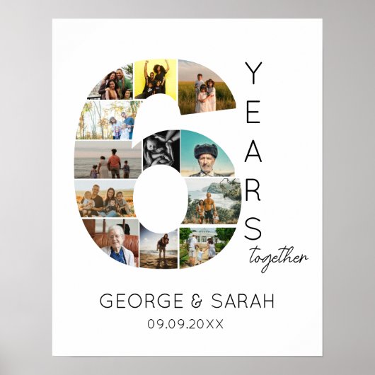 Poster Collage de photos pour 6 ans de mariage ensemble (Devant)