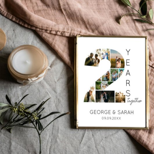 Poster Collage de photos pour les 2 ans de mariage ensemb