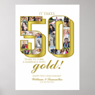 Poster Collage de photos pour les 50 ans de mariage
