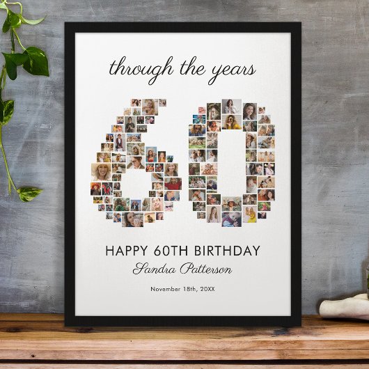 Poster Collage de photos pour les 60 ans d'anniversaire