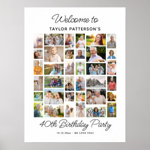 Poster Collage de photos pour une fête d'anniversaire 40
