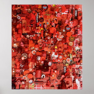 Poster Collage de pièces de jeu de plateau rouge