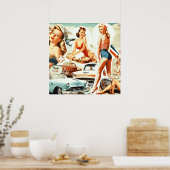 Poster Collage de pin-ups rétro (Cuisine)