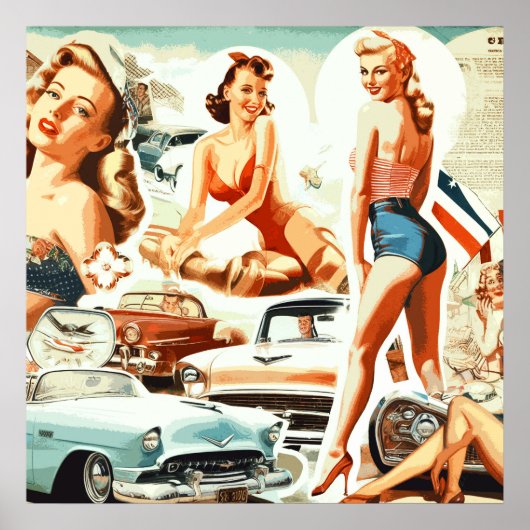 Poster Collage de pin-ups rétro (Devant)