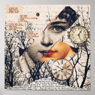 Poster Collage de poème d'amour vintage Papier peint sé