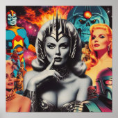 Poster Collage de science-fiction pour femme rétro (Devant)