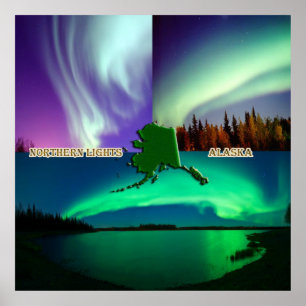 Poster Collage des aurores boréales de l'Alaska