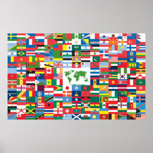 Poster Collage des drapeaux de pays de partout dans le