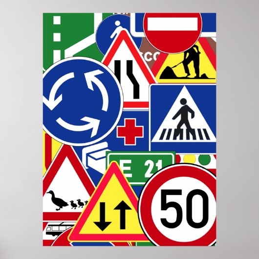 Poster Collage des panneaux de signalisation européens (Devant)