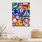 Poster Collage des panneaux de signalisation européens (Cuisine)