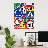 Poster Collage des panneaux de signalisation européens (Bureau à domicile)