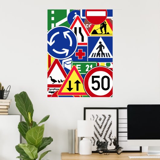 Poster Collage des panneaux de signalisation européens (Bureau à domicile)