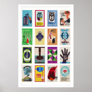 Poster Collage d'étiquettes de boîtes d'allumettes roumai