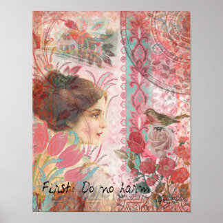 Poster Collage doux féminin - Ne faites pas de mal