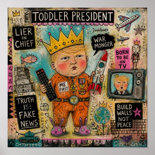 Poster Collage du président enfant drôle (Devant)