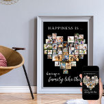 Poster Collage en forme de coeur Le bonheur est une famil<br><div class="desc">Créez votre propre affiche personnalisée avec 36 de vos photos préférées et votre (vos) nom(s) de famille. Le modèle photo est mis en place pour créer un collage photo en forme de coeur d'amour, affichant vos photos dans un mélange de formats portrait, paysage et instragram carré. Le design a un...</div>