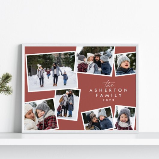 Poster Collage familial 7 photo simple moderne terre cuit