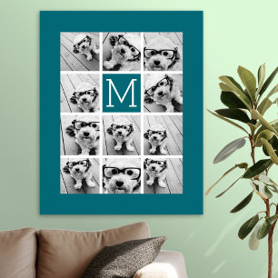 Poster Collage Instagram avec monogramme personnalisé ble