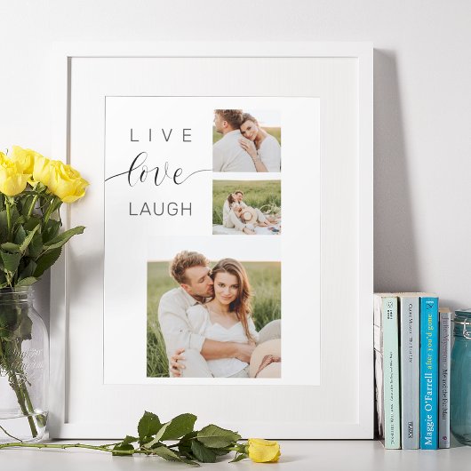 Poster Collage moderne Couple Photo & Live Love Laugh Cad