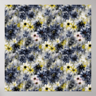 Poster Collage, motif de fleurs peintes, aquarelle