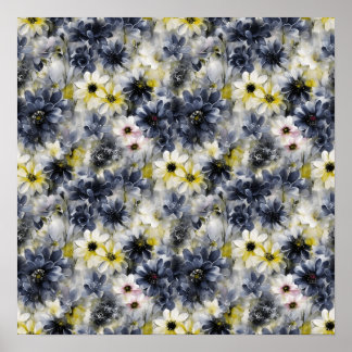 Poster Collage, motif de fleurs peintes, aquarelle