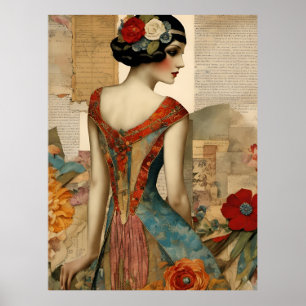 Poster Collage multimédia mixte de mode vintage
