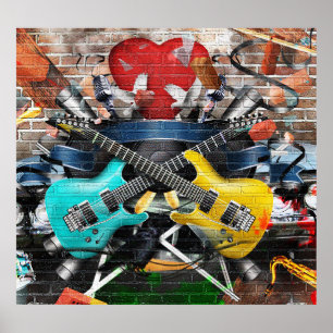 Poster Collage musical : Arrière - plan rythmique coloré.