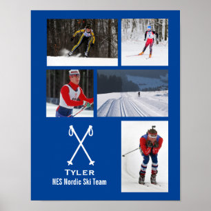 Poster Collage nordique fait sur commande de photo de ski