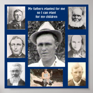 Poster Collage of Photos of Fathers Planted for Me Blue