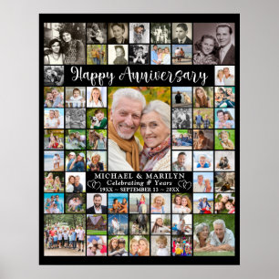Poster Collage personnalisé de 64 photos pour anniversair