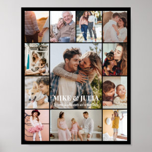 Poster Collage photo 12 images 8x10 16x20 24x30 Noir