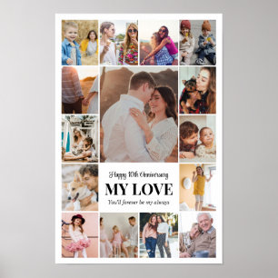 Poster Collage photo 15 Photos 12x18 16x24 20x30 Blanc
