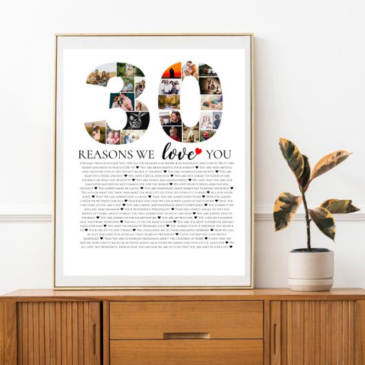 Poster collage photo 30 ans raisons pour lesquelles nous