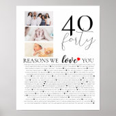 Poster collage photo 40 Raisons de vous aimer pour un ann (Devant)