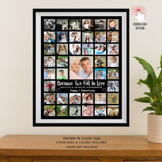 Poster Collage photo 41 ans Texte personnalisé et couleur