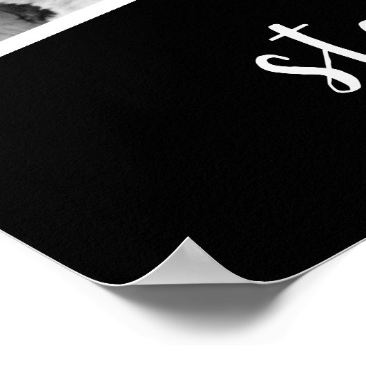 Poster Collage photo 4 tendance Nom du script noir blanc (Coin)