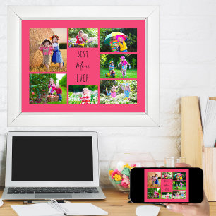 Poster Collage photo 7 photos Meilleure maman jamais Rose
