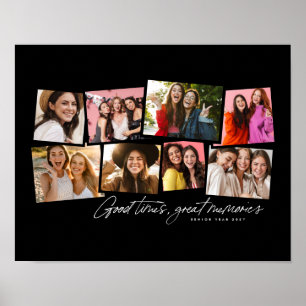 Poster Collage photo amusant personnalisé mémoire noir bl
