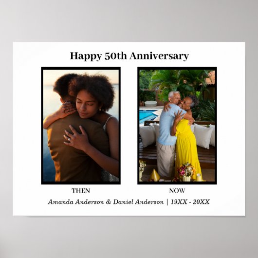 Poster Collage photo anniversaire Noir et Blanc 2 (Devant)