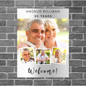 Poster Collage photo argent anniversaire fête bienvenue
